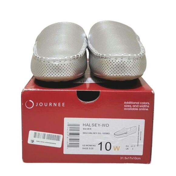 Journee Collection Women Halsey Slip On Perforated Loafers US 10W Silver - Picture 6 of 6